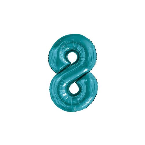 86cm Caribbean Teal 8 Number Foil Balloon