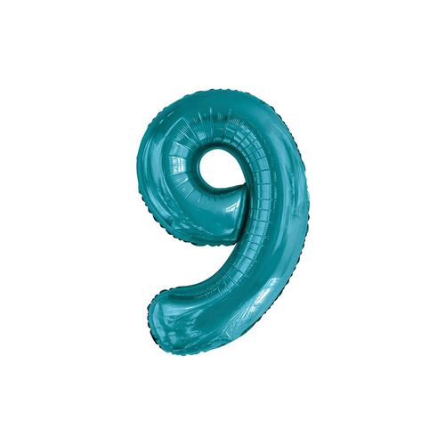 86cm Caribbean Teal 9 Number Foil Balloon