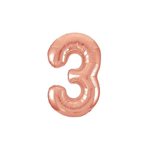 86cm Rose Gold 3 Number Foil Balloon