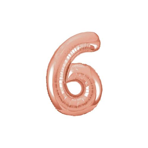 86cm Rose Gold 6 Number Foil Balloon