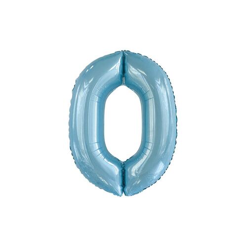 Powder Blue 0 Number Foil Balloon 86cm