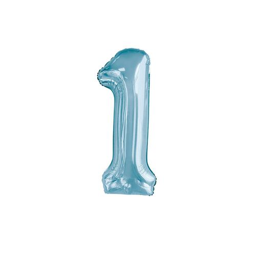 86cm Powder Blue 1 Number Foil Balloon