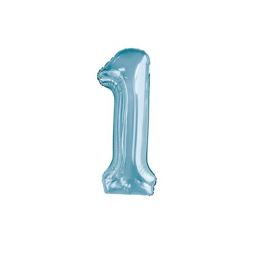 Powder Blue 1 Number Foil Balloon 86cm