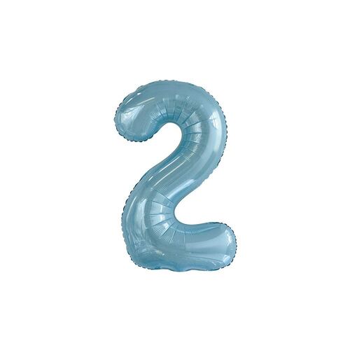 86cm Powder Blue 2 Number Foil Balloon