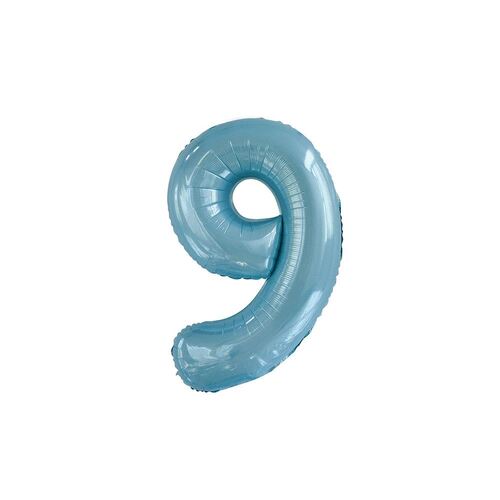 86cm Powder Blue 9 Number Foil Balloon