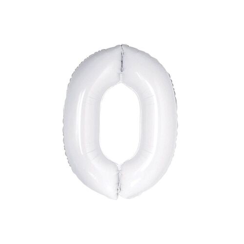 White 0 Number Foil Balloon 86cm