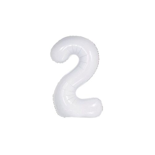 86cm White 2 Number Foil Balloon