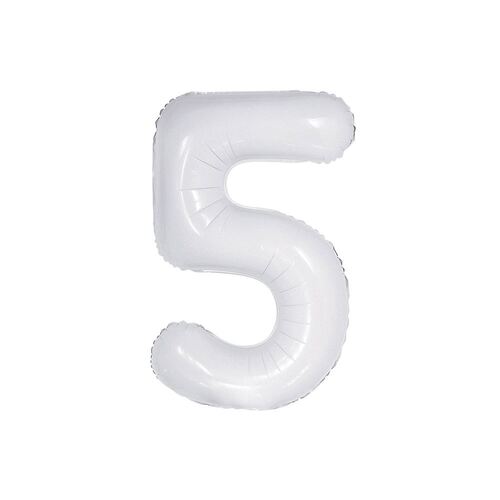 86cm White 5 Number Foil Balloon