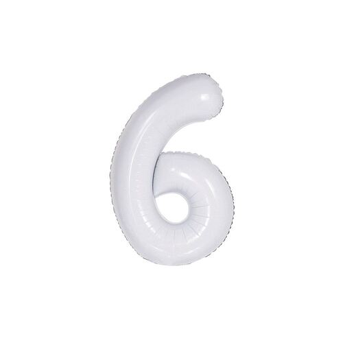 86cm White 6 Number Foil Balloon