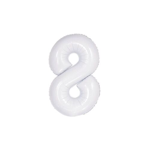 86cm White 8 Number Foil Balloon