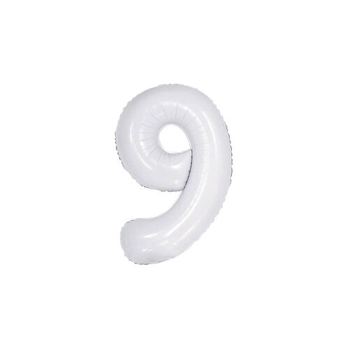 86cm White 9 Number Foil Balloon