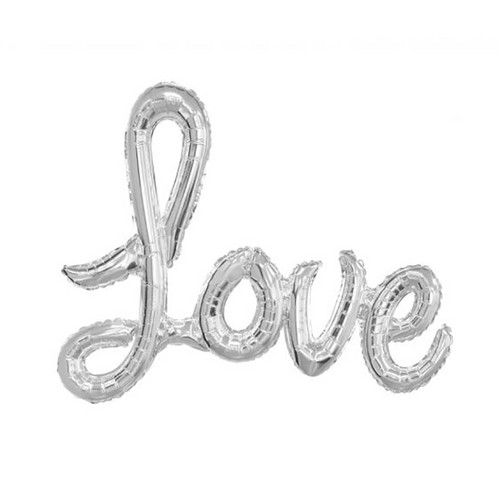 Love Silver Foil Balloon Banner With Ribbon