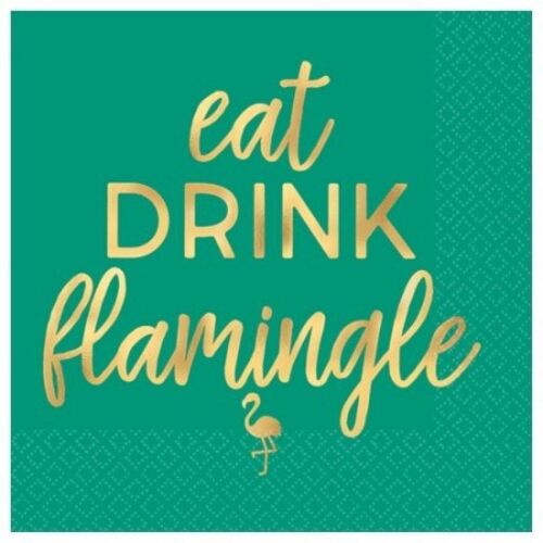 Aloha Flamingo Beverage Napkins 16 Pack