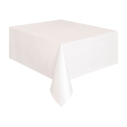 Bright White Unique Plastic Tablecover Rectangle 137cm X 274cm