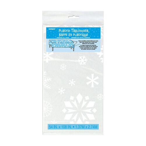 Tablecover Rect- Clear Snow Flakes