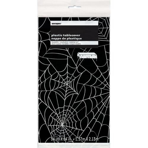 Black With White Spiderweb Plastic Tablecover