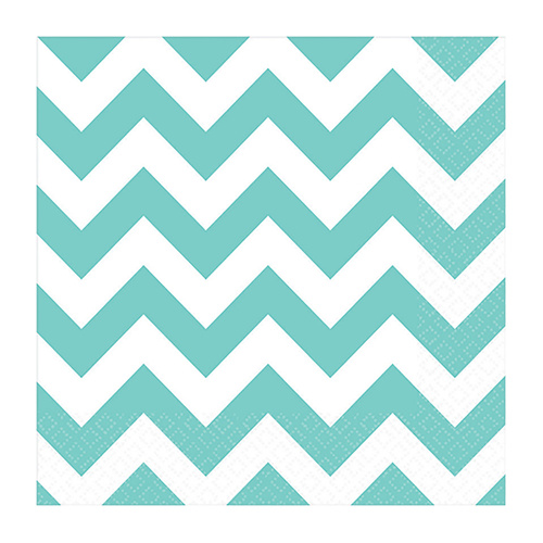 Chevron Lunch Napkins Robin's Egg Blue 16 Pack