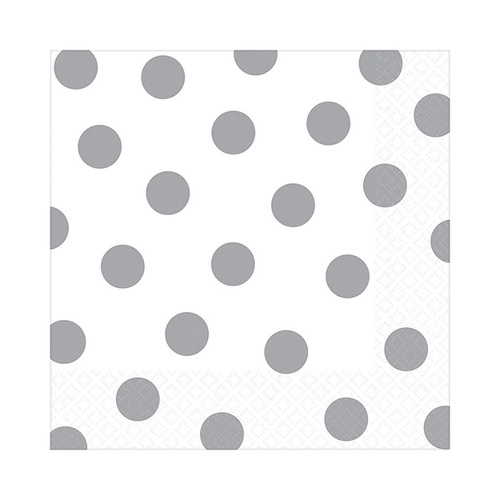 Dots Lunch Napkins Frosty White 16 Pack