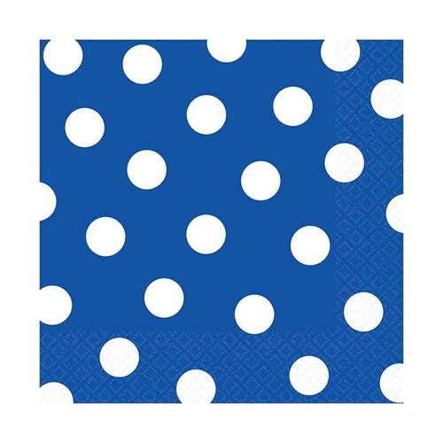 Dots Lunch Napkins Bright Royal Blue 16 Pack
