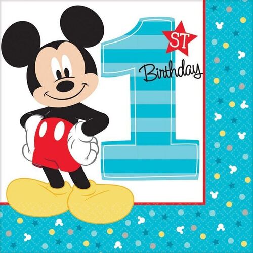 Mickey Fun To Be One Lunch 16 Pack Napkins