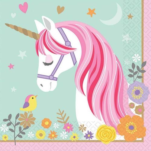 Magical Unicorn Lunch Napkins 16 Pack