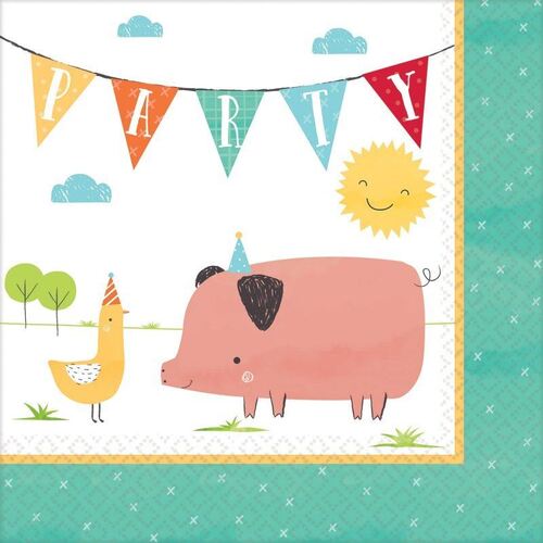 Barnyard Birthday Lunch Napkins 16 Pack