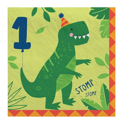 Dino-Mite Party Dinosaur Lunch Napkins 1st Birthday 16 Pack