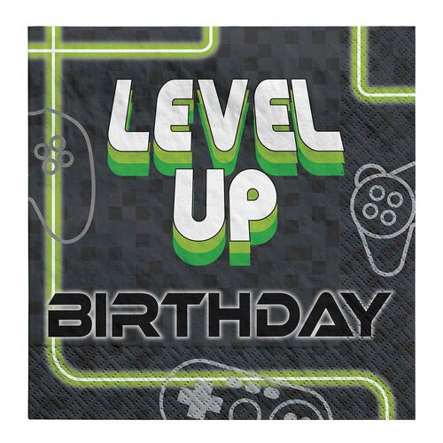 Level Up Gaming Lunch Napkins 16 Pack
