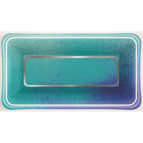 Ocean Scallop Foil Stamped Rectangle Appetizer Paper Plates 23cm x 13cm 8 Pack