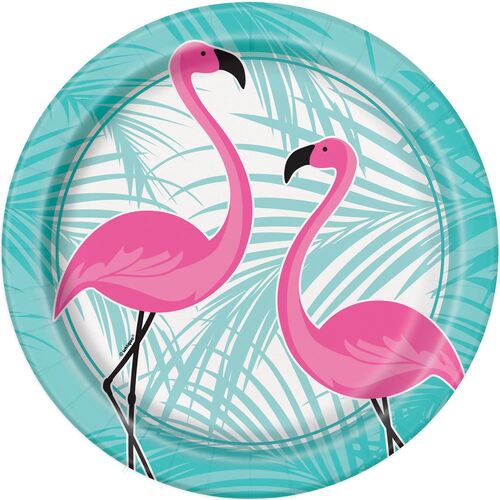 Pink Flamingo Paper Plates 23cm 8 Pack