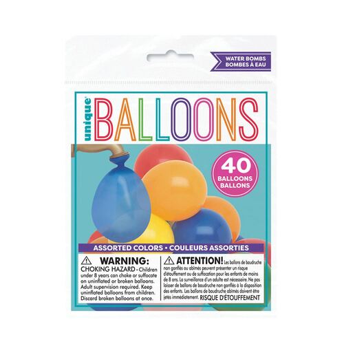 Waterbomb Balloons Asssorted Colours 40 Pack