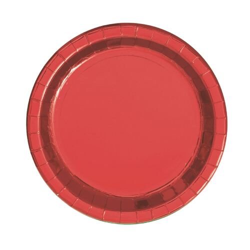 Red Foil Paper Plates 17cm 8 Pack 