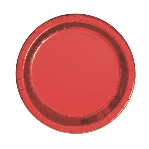 Red Foil Paper Plates 22cm 8 Pack