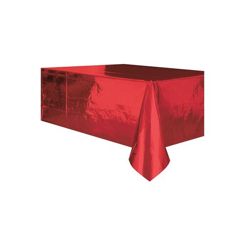 Red Foil Plastic Tablecover Rectangle 