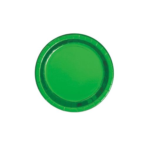 Green Foil Round Paper Plates 17cm 8 Pack