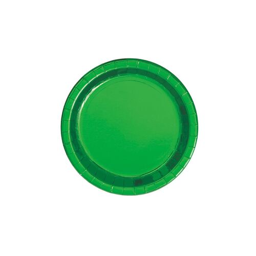 Green Foil Round Paper Plates 22cm 8 Pack