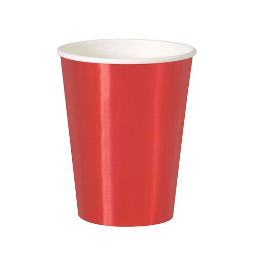 Red Foil Paper Cups 355ml 8 Pack