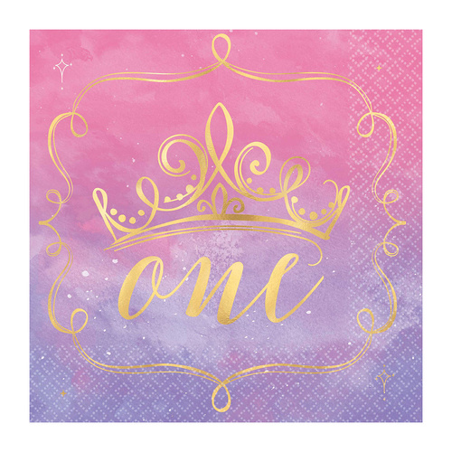 Disney Princess Once Upon A Time 1st Birthday Lunch Napkins Hot Stamped 16 Pack