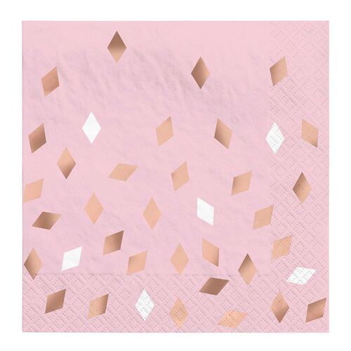Blush Birthday Lunch Napkins Hot-Stamped 16 Pack