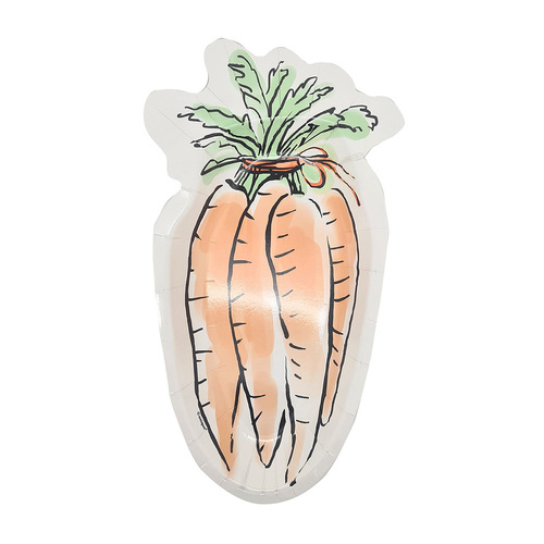 Dainty Easter Carrot Shaped Paper Plates 23cm 8 Pack