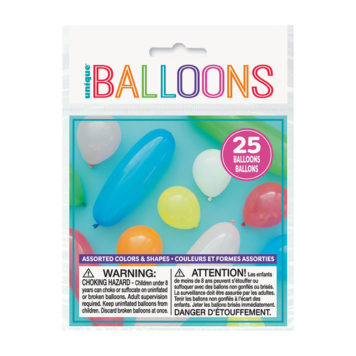 Party Balloons Assorted 25 Pack