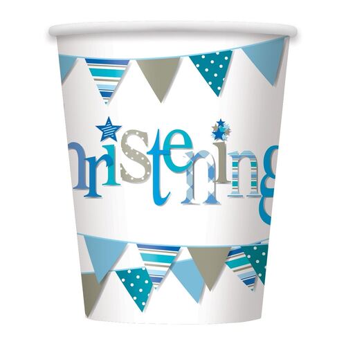 Christening Blue Paper Cups Paper Cups 8 Pack 270ml