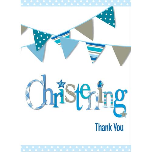 Christening BlueThank You Notes 8 Pack