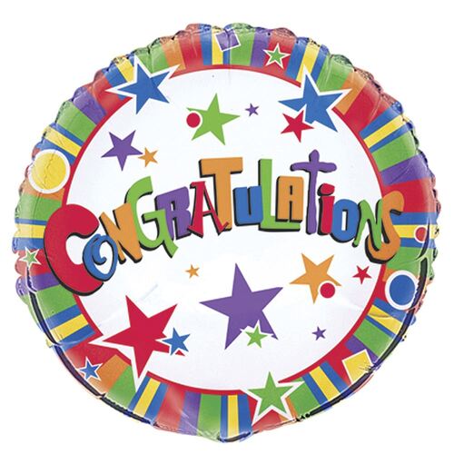 45cm Congratulations  Foil Balloon Packaged