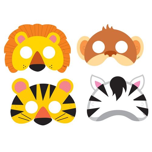 Animal Jungle Party Masks 8 Pack