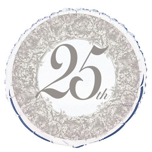 25th Anniversary 45cm (18) Foil Balloon Packaged