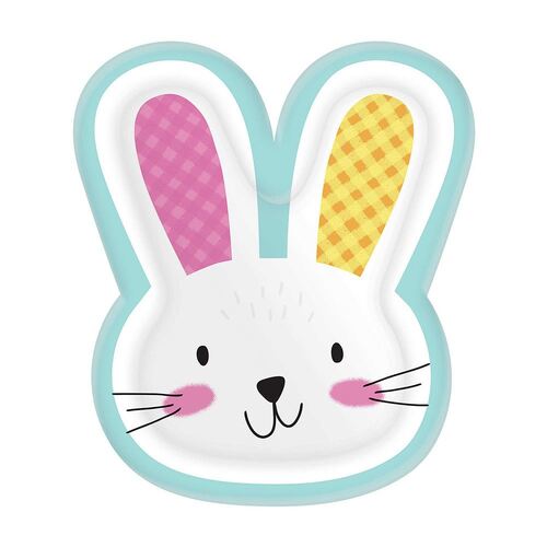 Easter Bunny Shaped Paper Plates 26cm 8 Pack