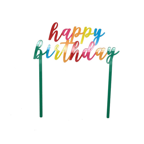 Rainbow Happy Birthday Plastic Cake Topper