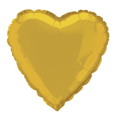 45m Gold Heart  Foil Balloon Packaged