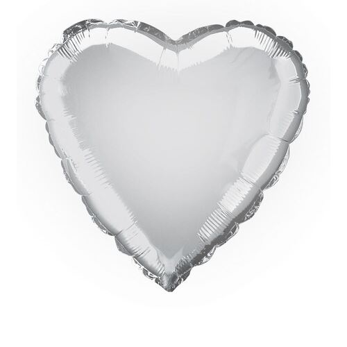45m Silver Heart  Foil Balloon Packaged